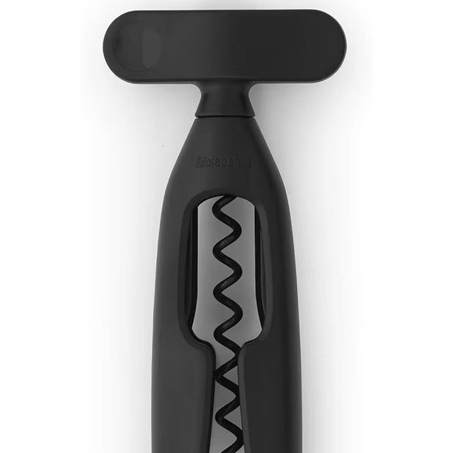 Brabantia Tasty+ Wine Bottle Opener Corkscrew (Dark Gray) Easy To Use, Safe Enclosed Spiral, Extra Large Turning Handle