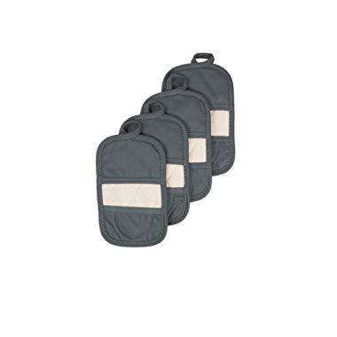 Ritz Royale Collection 100% Cotton Terry Cloth Mitz, Dual-Function Pot Holder/Oven Mitt Set, 4-Pack, Graphite