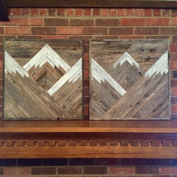 Rustic Mountain Tops Set Of 2. Reclaimed Wood Wall Art. Wood Mountains.  Mountain Wood Wall Art.  Handmade Mountains.  Rustic Mountains.