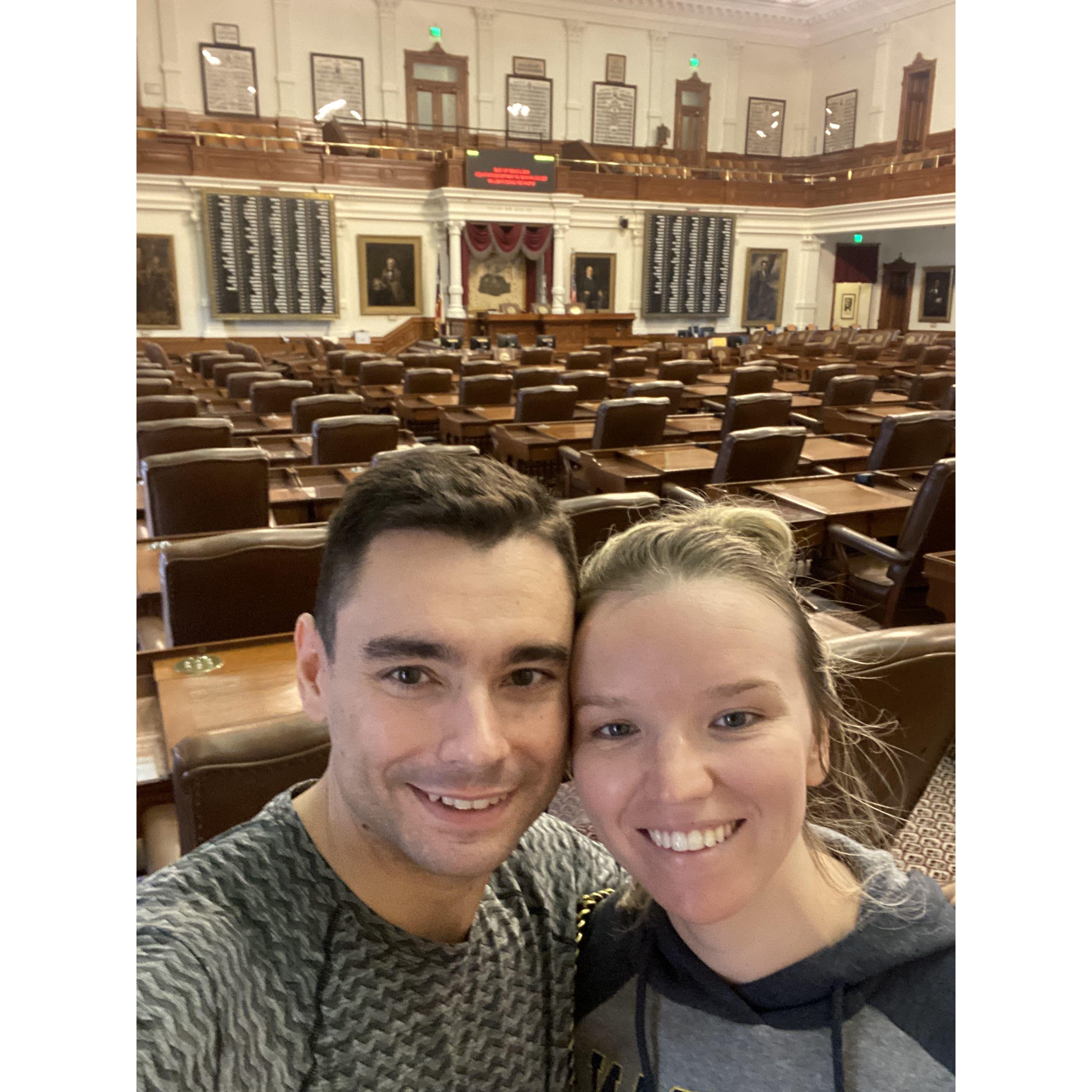 One of our first photos together at the Texas State Capitol. We both enjoy learning about history