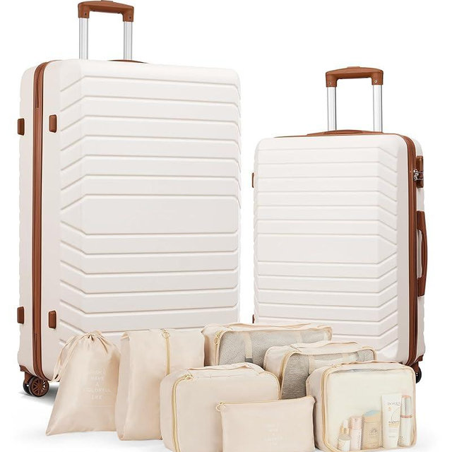 Luggage Sets 2 Piece, 9 Piece Travel Suitcase Set, 20 inch Carry on Luggage, 28 inch Checked Luggage for Women with 7PC Organize Bags