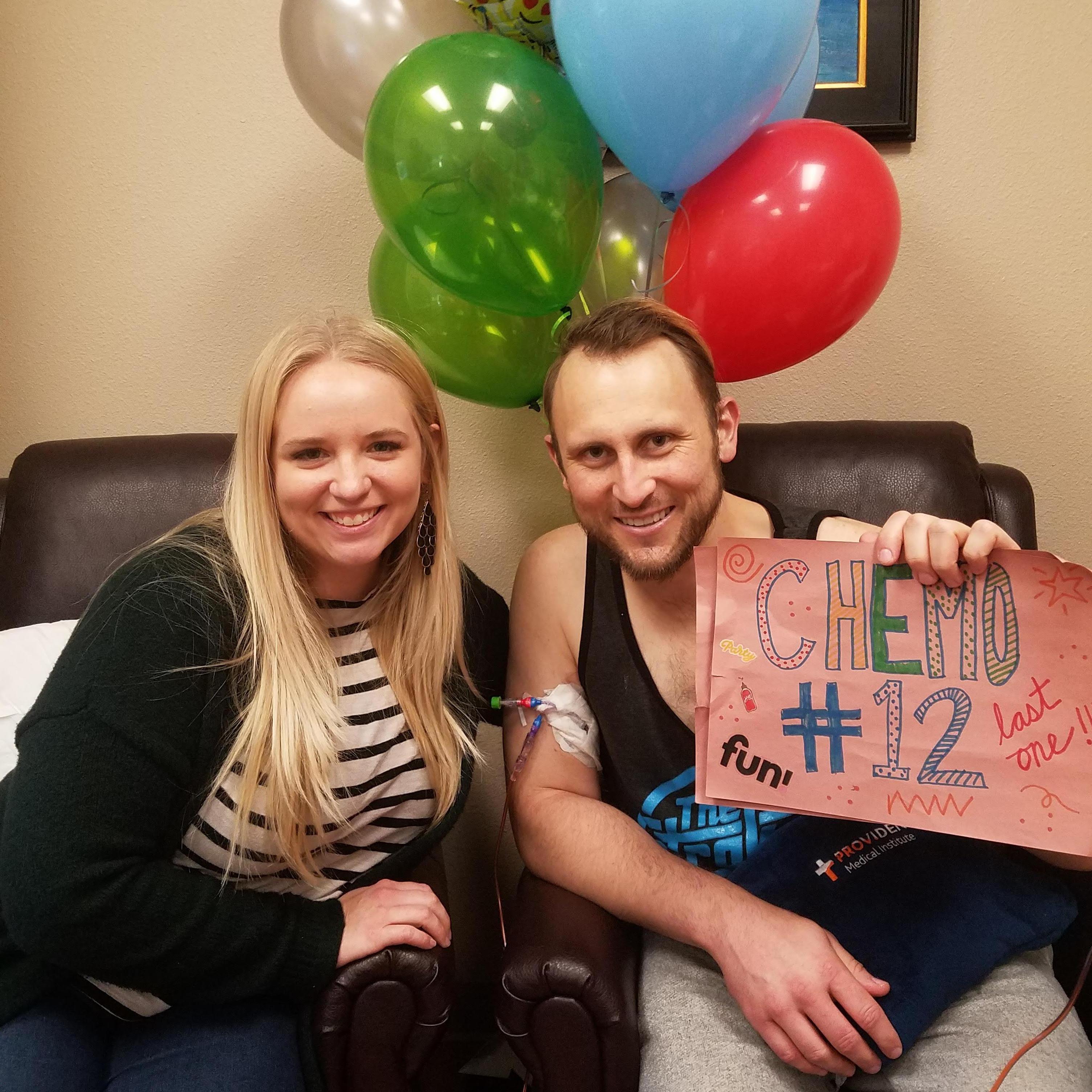 Celebrating small chemo wins in the fight against Jesse's Hodgkin's Lymphoma.