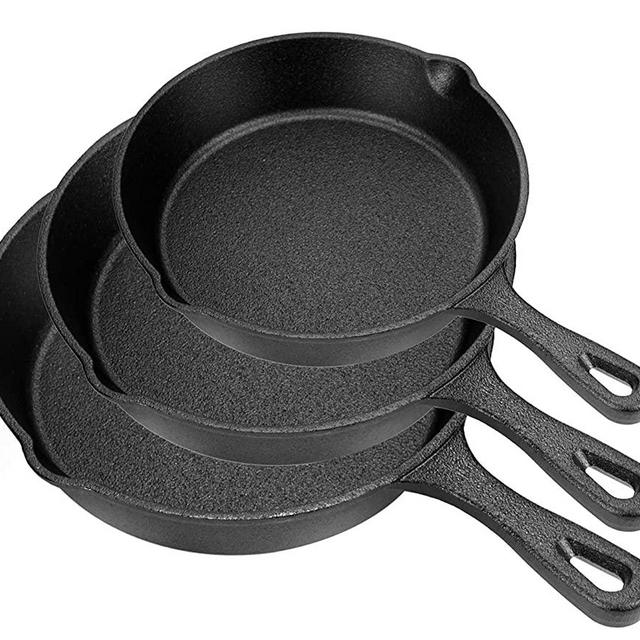 Lawei Set of 3 Cast Iron Skillets - 10" 8" 6" Pre-Seasoned Pan Cookware Set Non-Stick Skillet Frying Pan for Frying Saute Cooking Pizza Eggs Meat and More