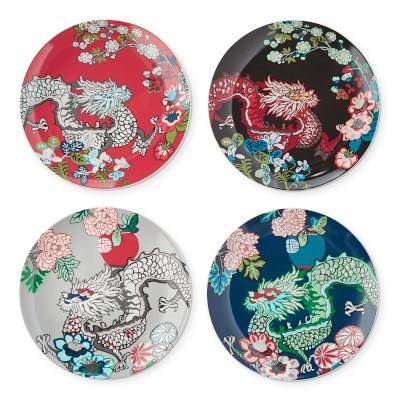 Schumacher Chaing Mai Dragon Salad Plates, Set of four, Mixed