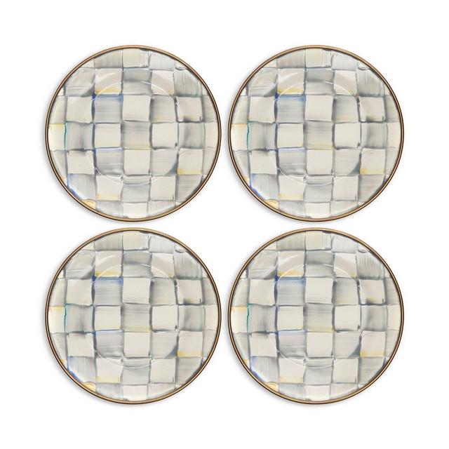 Mackenzie-Childs Sterling Check Enamel Appetizer Plates, Set of 4