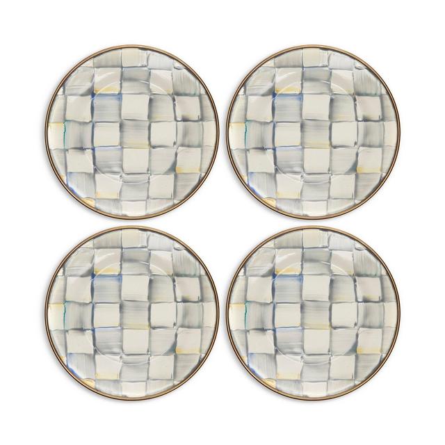 Mackenzie-Childs Sterling Check Enamel Appetizer Plates, Set of 4