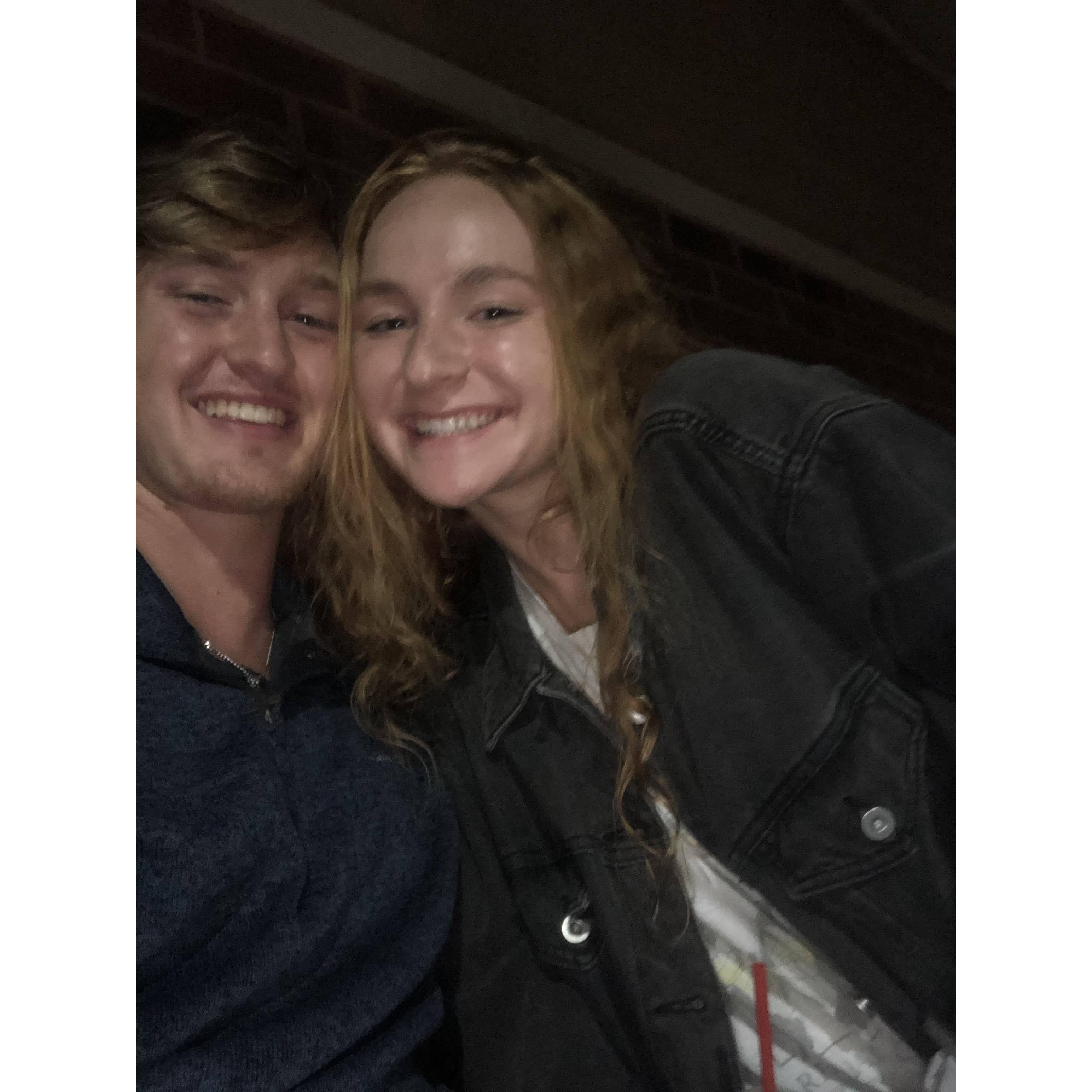 This is our first photo together on September 12th, 2020! We went to Moe's (Hannah's favorite).