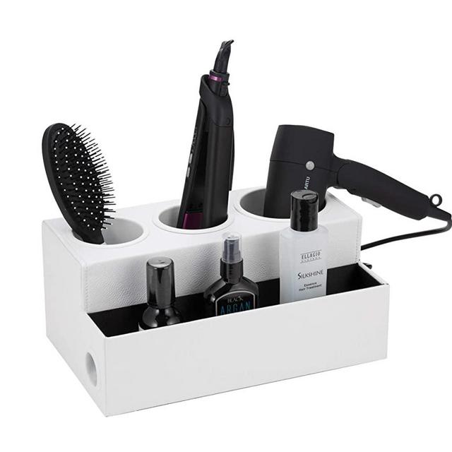 JackCubeDesign Hair Dryer Holder Hair Styling Product Care Tool Organizer Bath Supplies Accessories Tray Stand Storage Bathroom Vanity Countertop with 3 Holes (White) – :MK154D