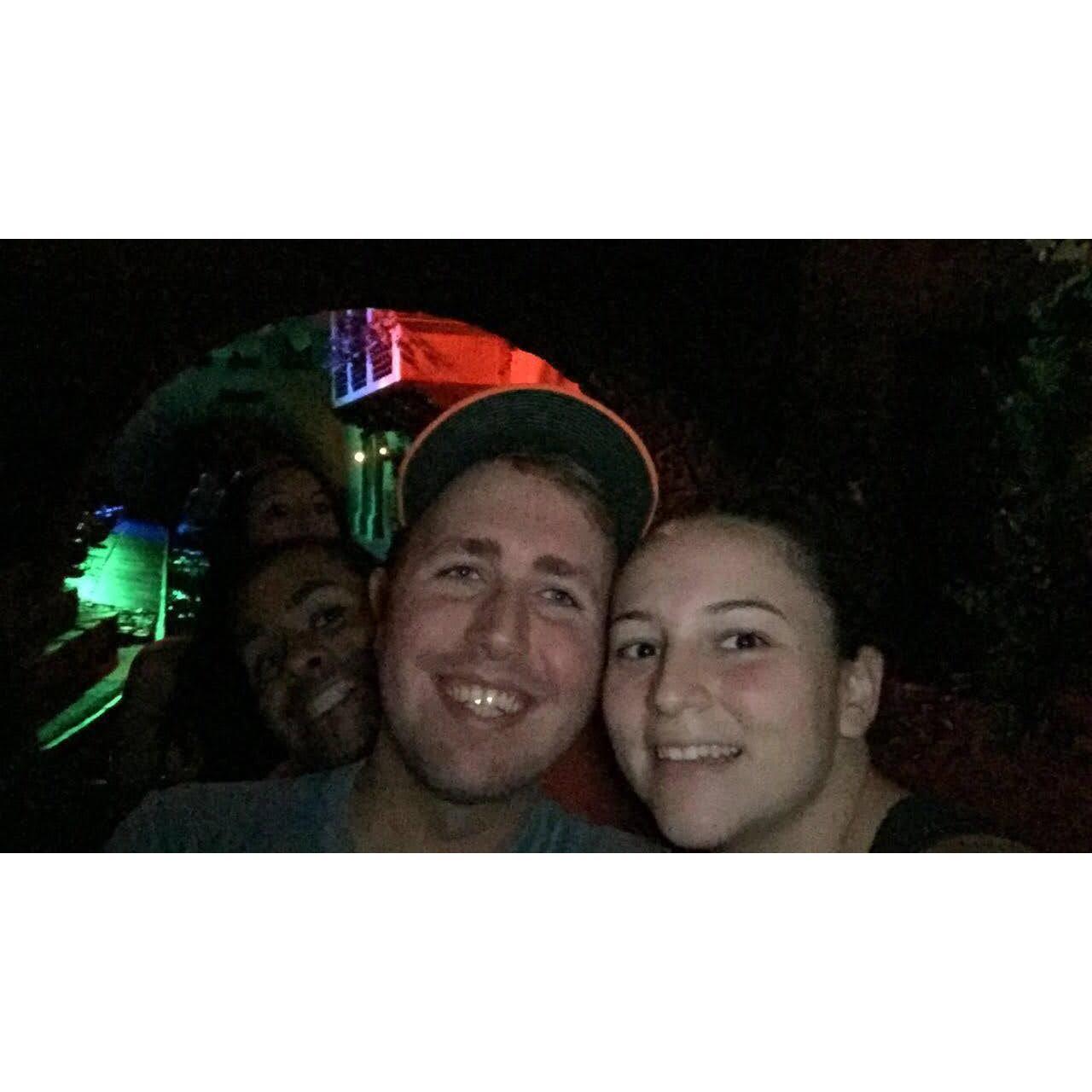 Declan's first trip to Epcot. Peep Jorge (officiant) photobombing. (Nov 2016)