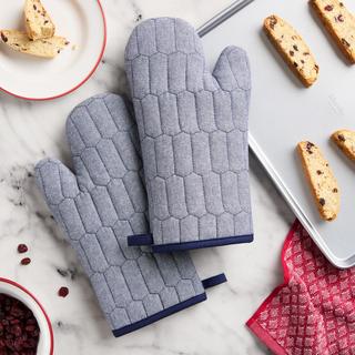Honeycomb Chambray Oven Mitt, Set of 2