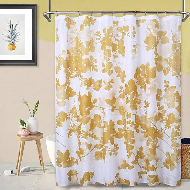 CAROMIO Yellow Shower Curtain Tropical Leaf, 72 Inches Long Bathroom Waterproof Curtains for Shower, Abstract Style Floral Shower Curtains