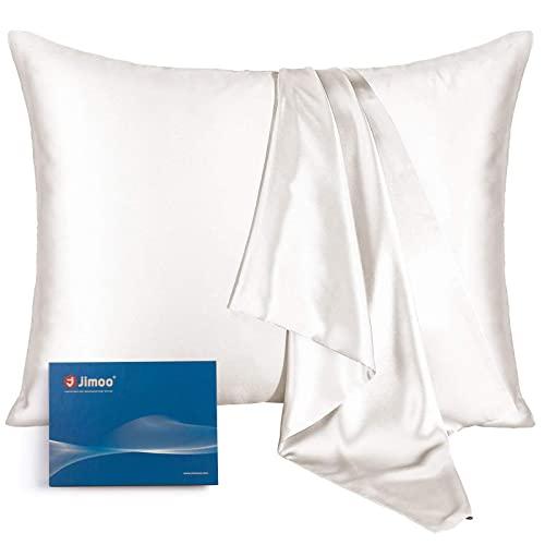 Natural Silk Pillowcase, for Hair and Skin with Hidden Zipper,22 Momme,600 Thread Count 100% Mulberry Silk, Soft Breathable Smooth Both Sided Silk Pillow Cover(Ivory White, King 20''×36'',1pcs)