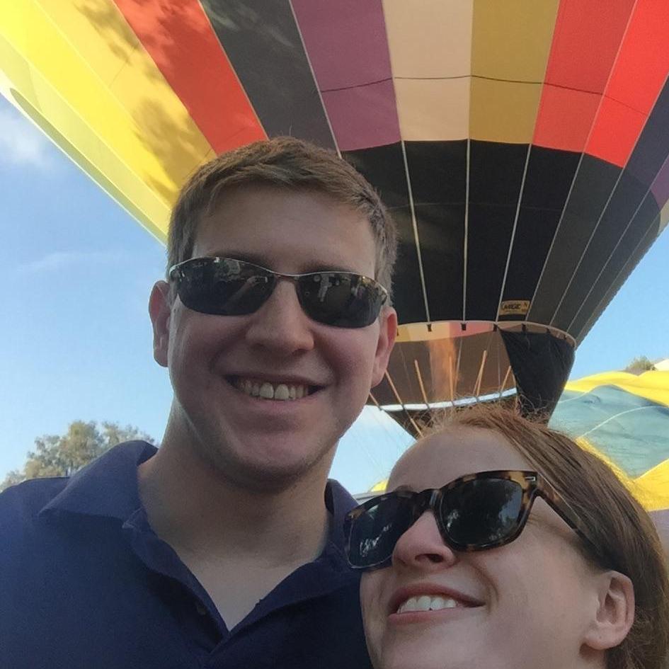 August 2015 - Dan still says the biggest smile he's ever seen on Meg was when he surprised her with a hot air balloon ride over San Diego!