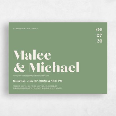 Bright Sage, Green Wedding Invitation - Vitale Landscape