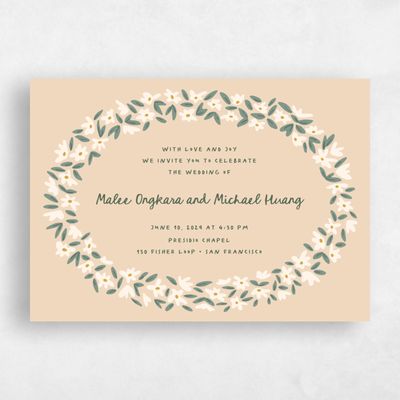 Beige Wedding Invitation - Marguerite Landscape