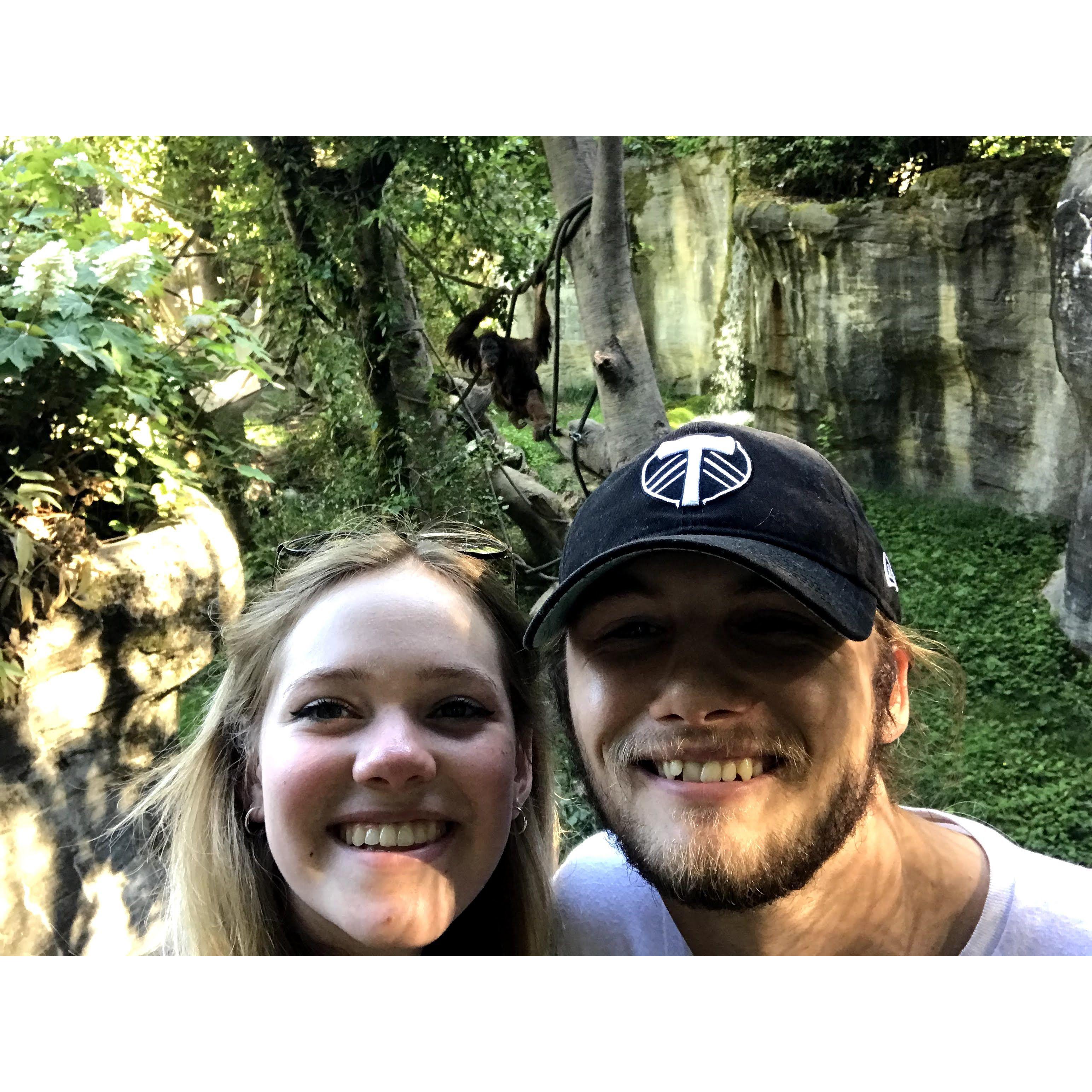 Us with an orangutan at the Seattle Zoo - July 2021