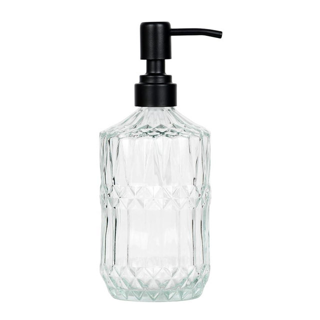 SDlumeiy 18 oz Clear Thick Glass Soap Dispenser with Black Rustproof Pump, Refillable Bathroom, Kitchen Soap Dispenser for Hand Soap, Body Wash and Lotion (Clear-Black Pump)