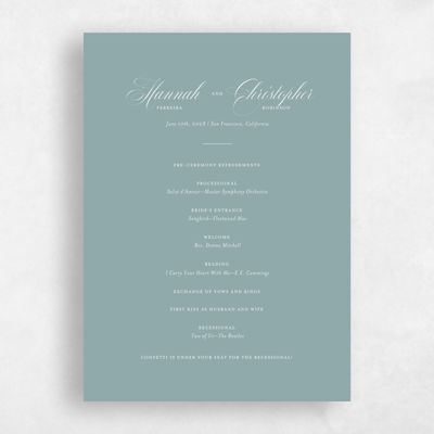 Blue Sage Wedding Program - Jade