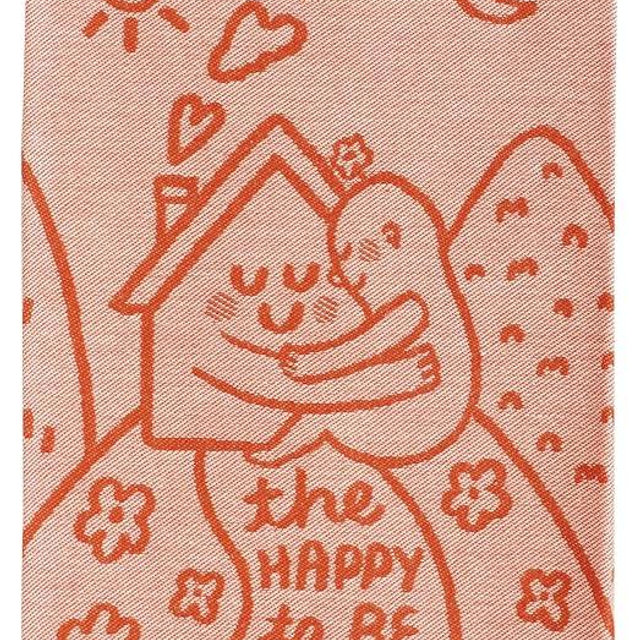 Blue Q Funny Woven Dish Towel ~ The Happy to be Home Type. 100% Cotton, Soft, Super-Absorbent