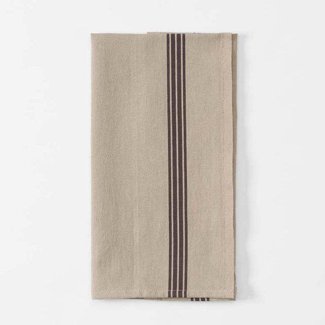 Natural and Brown Piano Stripe Kitchen Towel