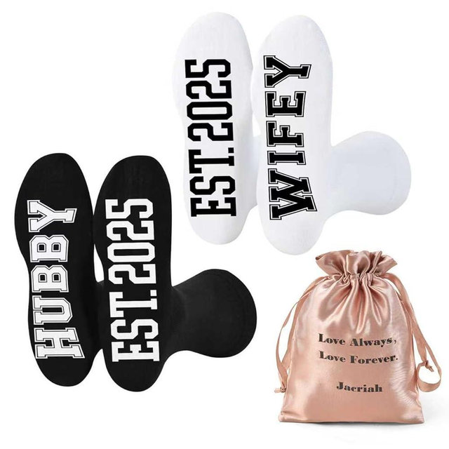 Jacriah Couples Socks Set Newlyweds Gift – Hubby and Wifey Wedding Socks