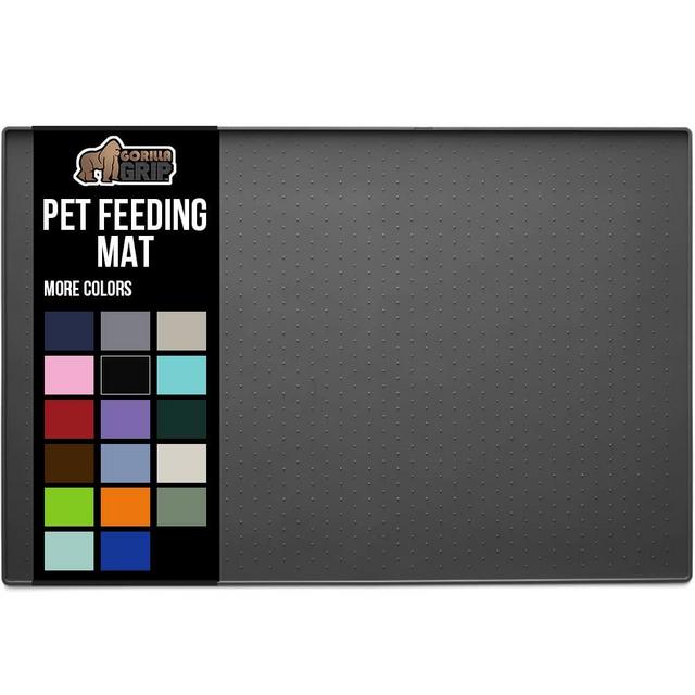 Gorilla Grip Waterproof Slip Resistant Silicone Pet Feeding Mat, Keep Dog Bowls in Place, Raised Edges to Prevent Water Spills on Floor, Cats and Dogs Food Placemat Tray, Dishwasher Safe