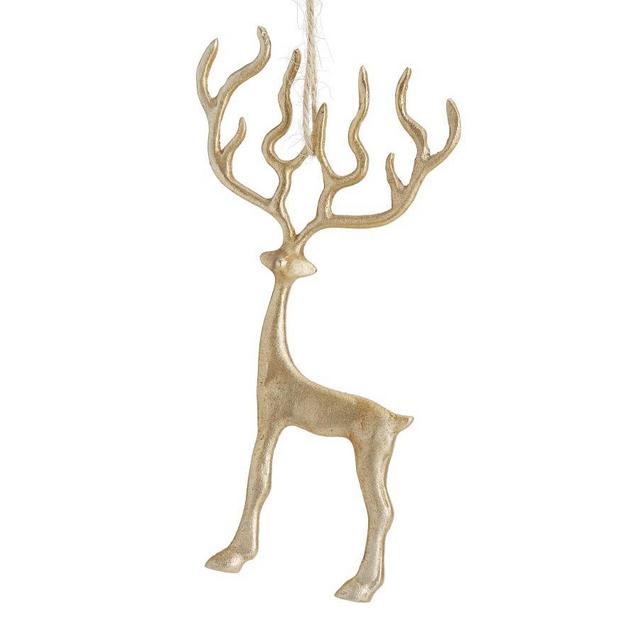 Merry Reindeer Ornament, Set of 3, Brass