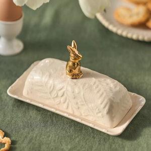 Bunny Stoneware Butter Dish