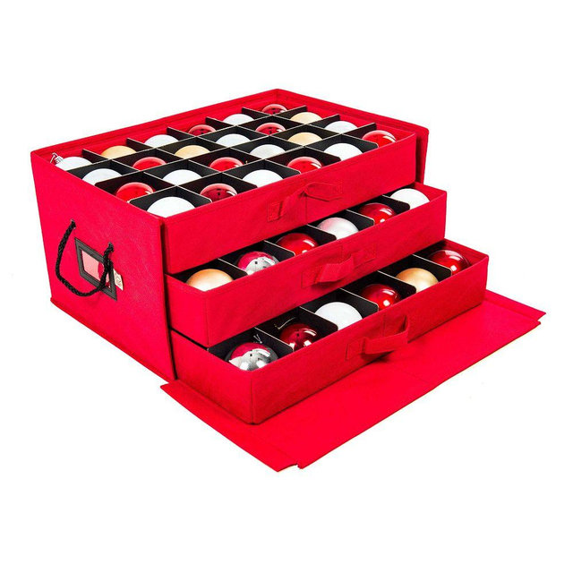 Gift Box Series 3-Tray Ornament Storage, Up to 72 3" Ornaments