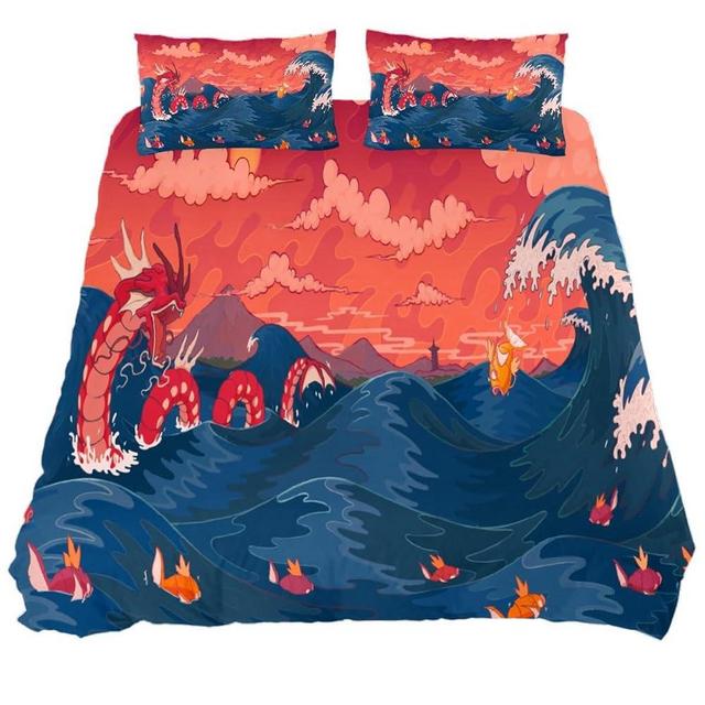 Kpoybiay Twin Duvet Cover Set - Dragon Magikarp Bedding with 1 Comforter + 2 Pillowcases, Super Soft Microfiber, Easy Care, Perfect Bedroom Decor