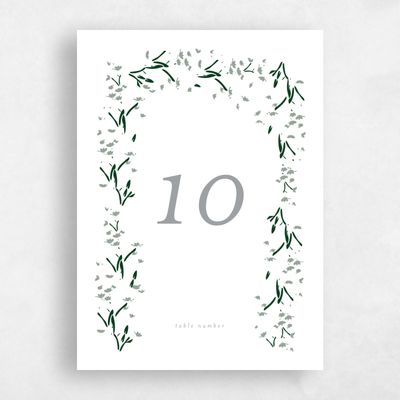 Sage, White Wedding Table Number - Regal