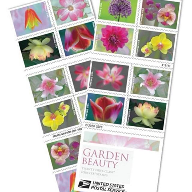 USPS Garden Beauty Forever Postage Stamps Book of 20 self-stick First Class Wedding Celebration Anniversary Flower Party (20 Stamps)