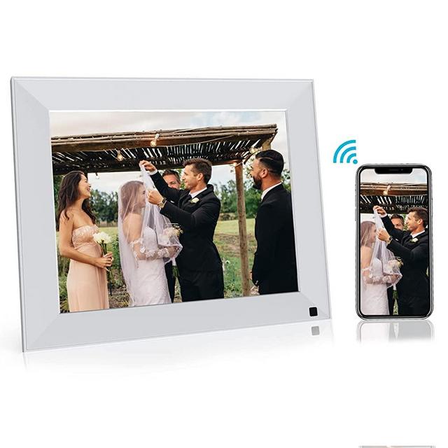 BSIMB Smart Wi-Fi Picture Frame, Electronic Digital Photo Frame with IPS Touch Screen, Share Pictures&Videos via App Email from Anywhere, 16GB Storage (White)