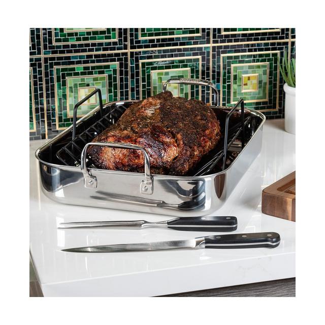 Viking 3-Ply Stainless Steel Roasting Pan with Rack & BONUS Carving Set