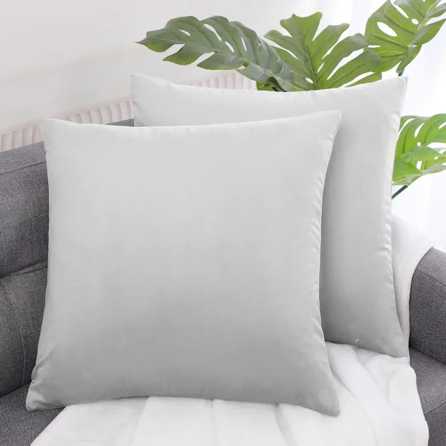 PiccoCasa Sofa Couch Bed Chair Velvet Decors Luxury Euro Square Throw Pillow Cover Pale Gray 18" x 18"