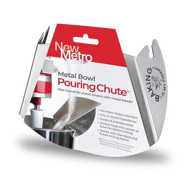 New Metro Design Pouring Chute Accessory, Fits Most Metal Stand Mixer Bowls, Baking is my Therapy