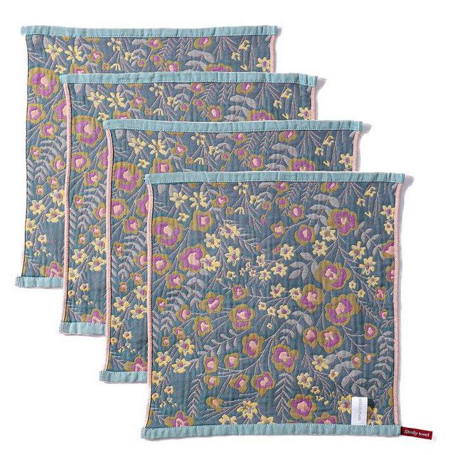 Kitchen Towels 100% Cotton Pack of 4, Highly Absorbent Quick Drying Super Soft Dish Towels for Kitchen with Hanging Loop Hand,Tea Towels - 16x15 Inch,Floral Pattern