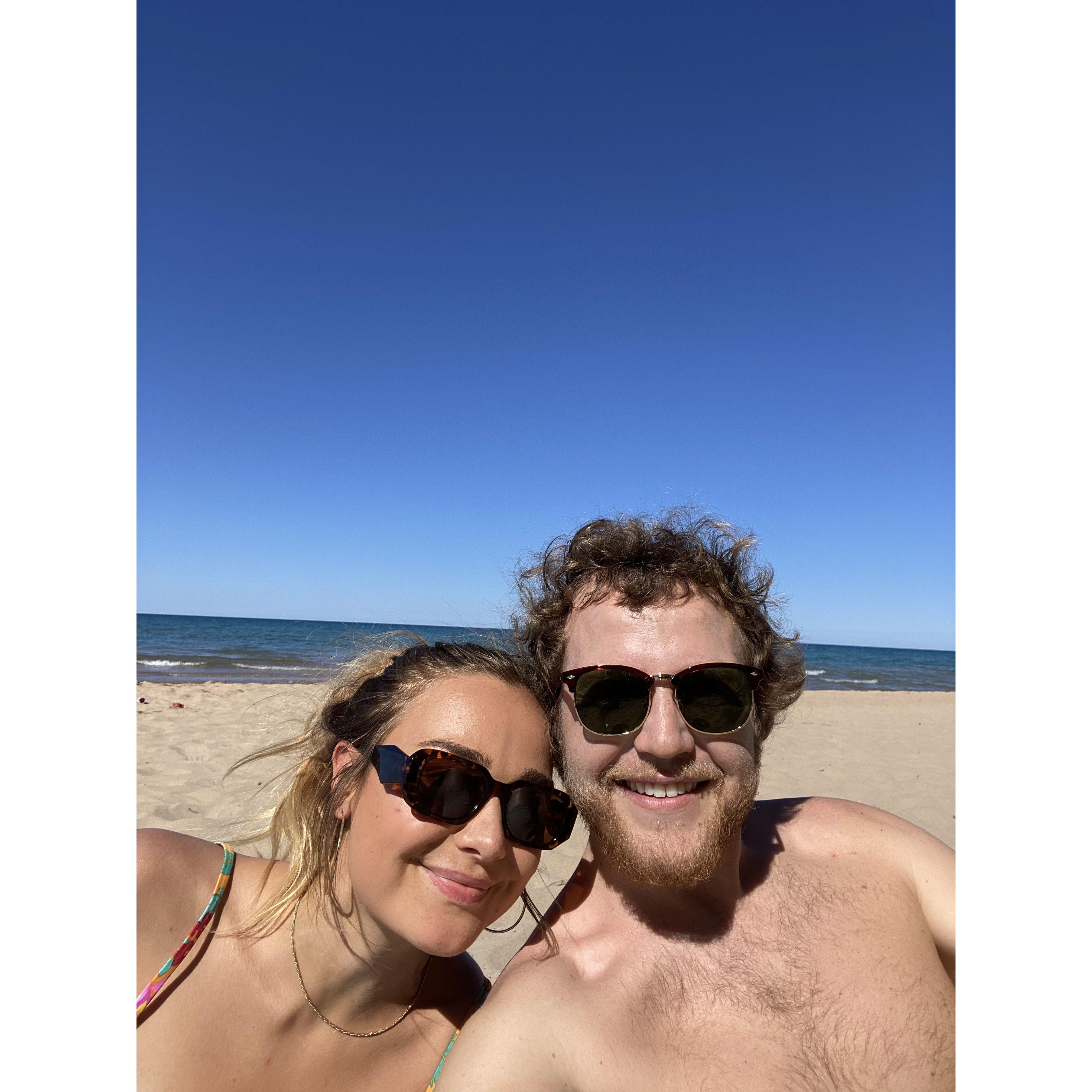 Catching some sun at Lake Michigan near Chicago, IL