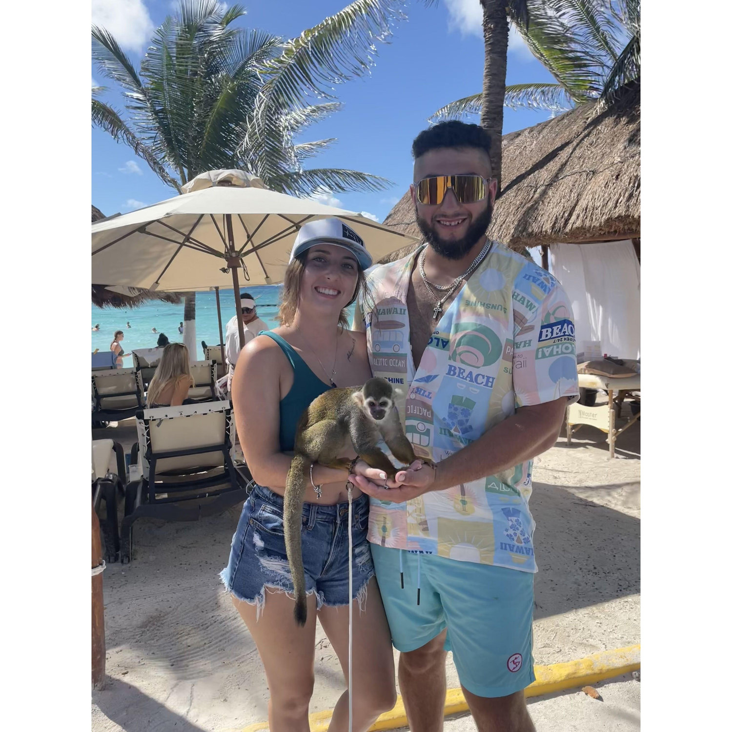 Holding Rocco the monkey in Costa Maya!
