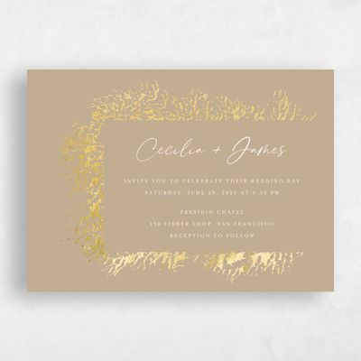 Tan, Brown Wedding Invitation - Santini Landscape Foil