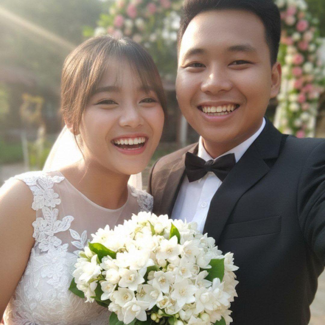 The couple exchanges heartfelt vows under a beautiful floral arch, promising a lifetime of love and support.