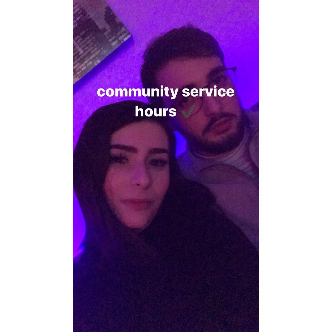 Our first picture together after our first date, or my "community service hours" according to Tristan