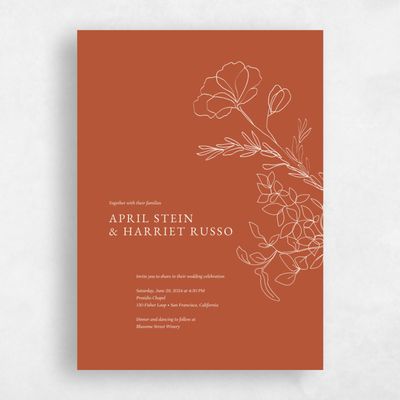 Light Rust, Orange Wedding Invitation - Essenza Bloom