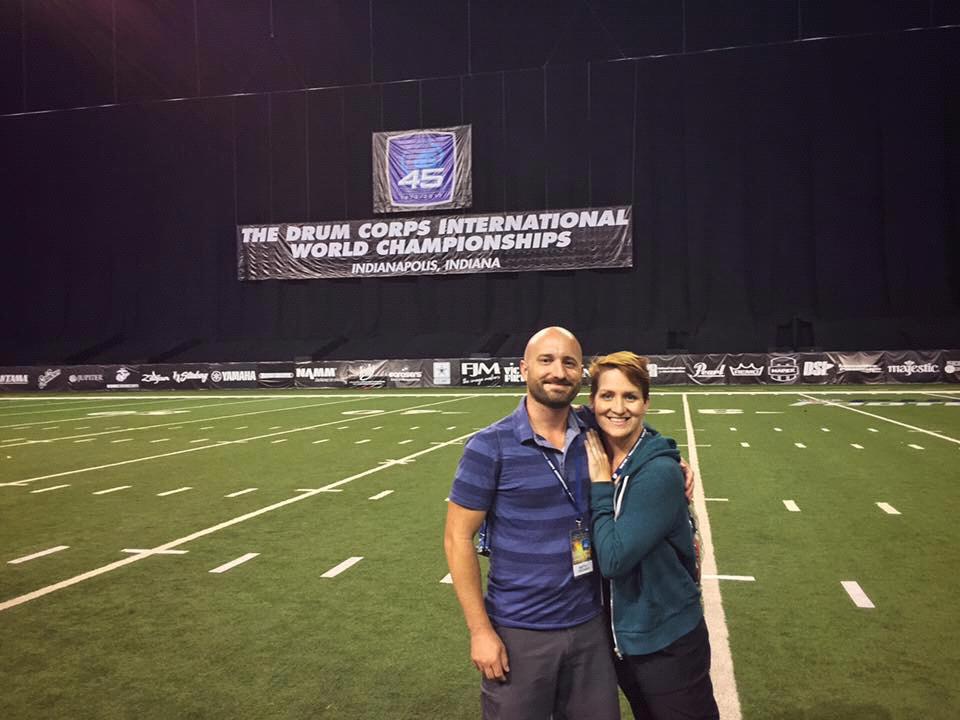 Drum Corps International finals. On the field at Lucas Stadium in Indianapolis.