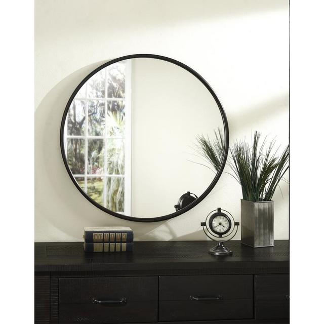 Medium Round Oil Rubbed Bronze Hooks Modern Mirror (30 in. H x 30 in. W)