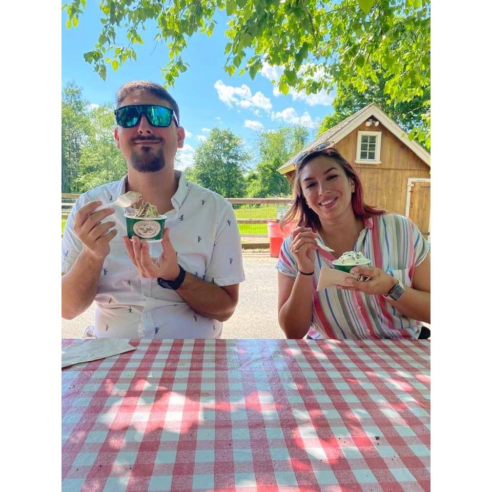 Eating ice cream at Kimball Farms in Massachusetts