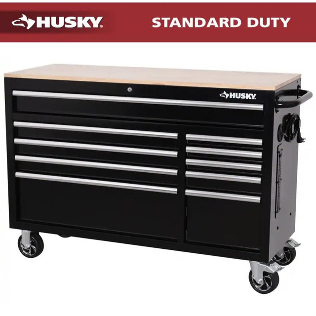 Husky Modular Tool Storage 52 in. W x 20 in. D Standard Duty Black Mobile Workbench Cabinet H52MWC10MOD