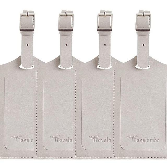 4 Pack Leather Luggage Travel Bag Tags by Travelambo