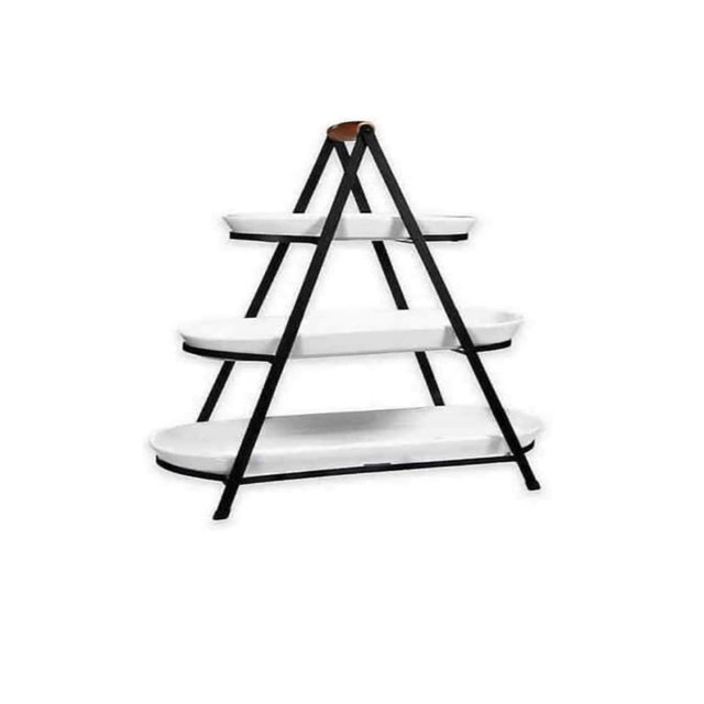 Home Essentials 3 Tier Folding Stand with 3 Oval Platters - Boscov's