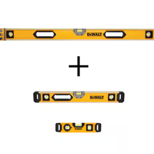 Dewalt 48 in. Magnetic Box Beam Level, 24 in. Magnetic Heavy Duty Box Beam Level and 9 in. Torpedo Level